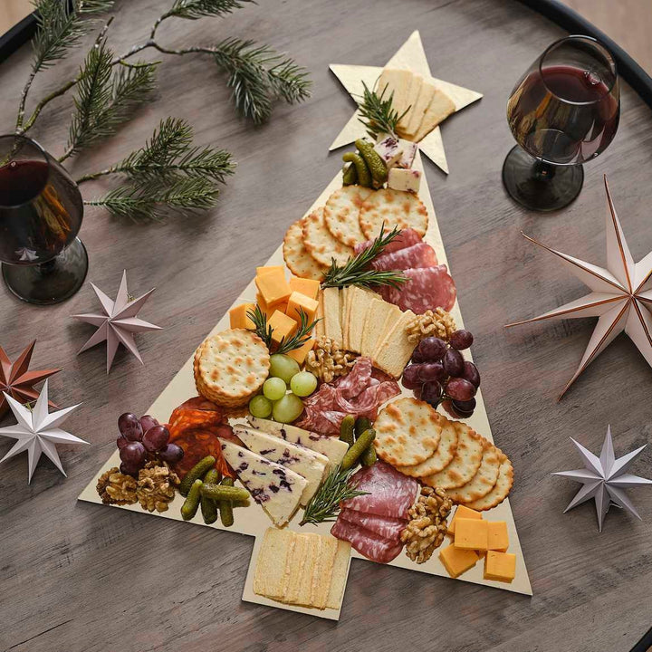Gold Christmas Tree Food Platter - Grazing Board Table Kit - Christmas Party Food Displays - Party Snack Buffet - Treat Table Accessories