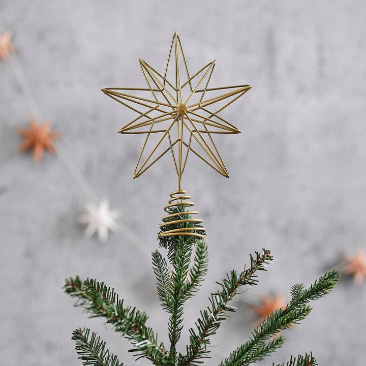 Gold Christmas Tree Star Topper - Gold Wire Star - Christmas Tree Decorations - Holiday Decor