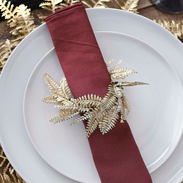 Gold Fern Wreath Christmas Table Napkin Rings - Christmas Dinner Table Decorations - Luxe Christmas - Gold Christmas - Pack Of 4