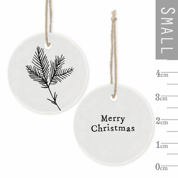Mini Porcelain Hanging Tag - Merry Christmas - Porcelain Keepsake - Gift Tag - Small Porcelain Gift - Friendship Gift - East Of India Gifts