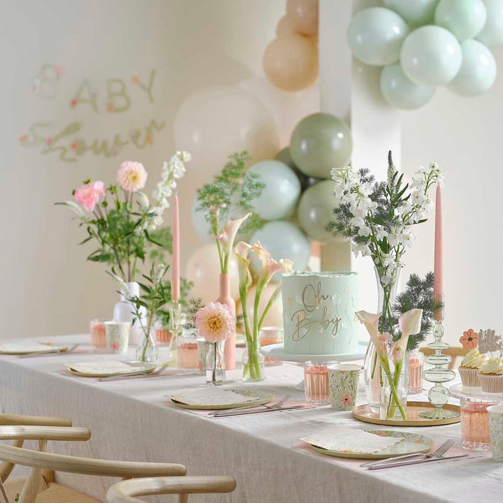 Baby Shower Cake Toppers - Floral Baby Shower Cupcake Toppers - Botanical Baby Shower - Hello Baby - Gender Neutral - Gender Reveal