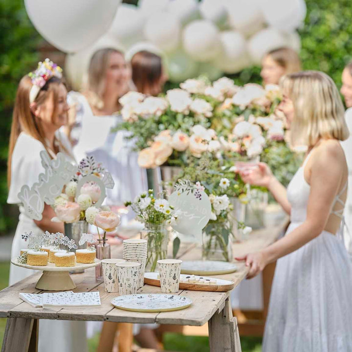 Team Bride Hen Party Balloons with Floral Balloon Tails - Boho Team Bride - Sage Green Team Bride Balloons - Bachelorette Party - Pack Of 5
