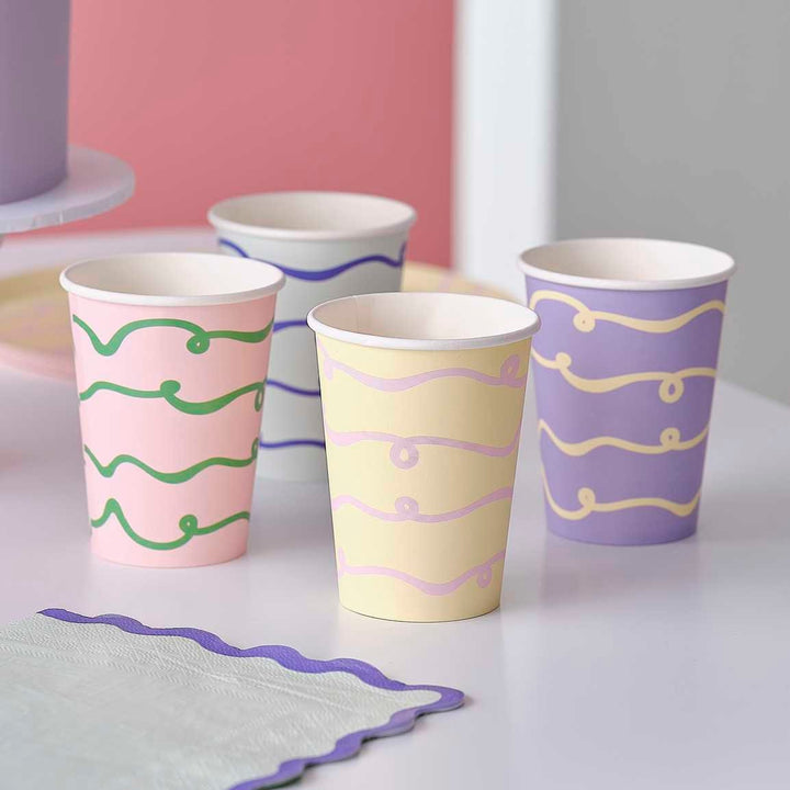 Pastel Paper Cups - Paper Party Cups - Birthday Party Table Supplies - Birthday Brunch - Table Decor - Pack Of 8