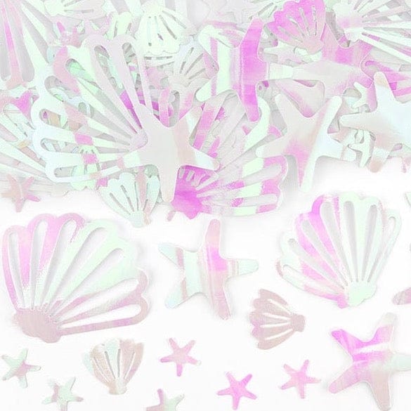 Iridescent Confetti - Iridescent Seashells and Starfish - Mermaid party decor -Narwhal Party Supplies-Party table decorations -Under the sea