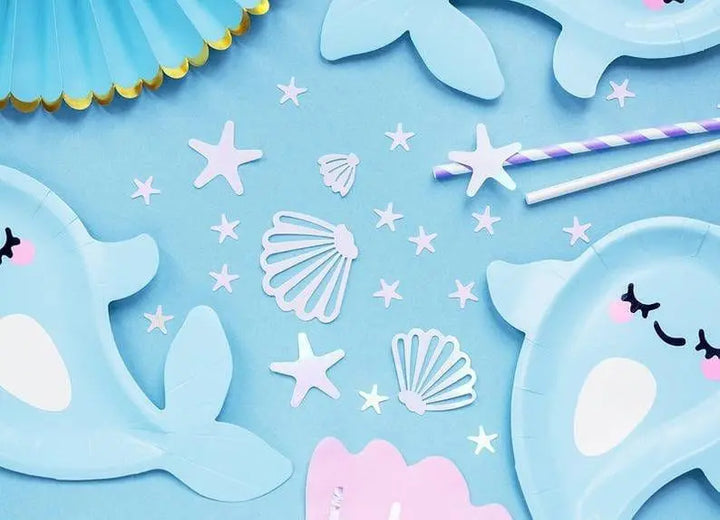 Iridescent Cups - Narwhal Party Paper Cups - Mermaid party decor - Starfish -Seashell-Narwhal Party Supplies-Party decorations-Under the sea
