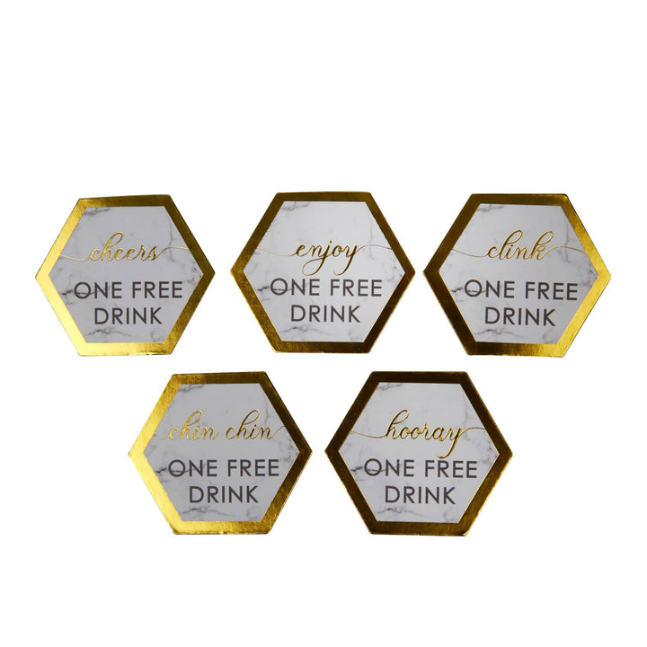 Marble & Gold Drinks Tokens - Pack of 25 - Scripted Marble Neviti