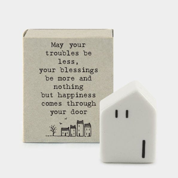 Porcelain House Matchbox Gift - May Your Troubles Be Less, Your Blessings Be More - Birthday Present - Gift For Friend - East Of India