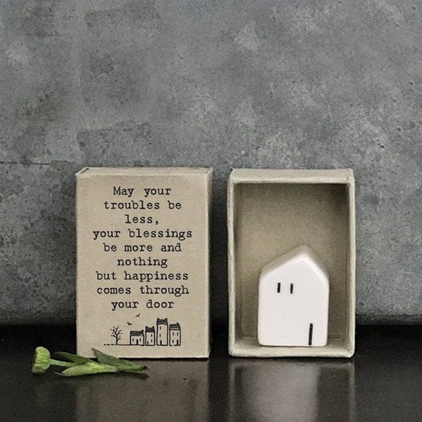 Porcelain House Matchbox Gift - May Your Troubles Be Less, Your Blessings Be More - Birthday Present - Gift For Friend - East Of India
