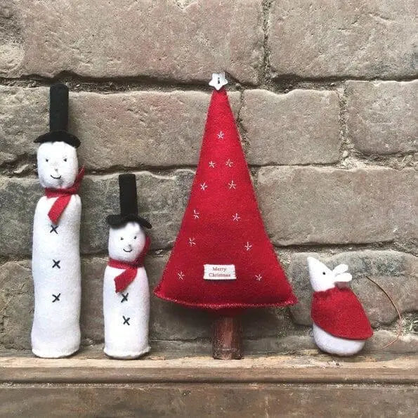 Snowman Decoration - Medium Felt Hanging Snowman - Christmas Ornament - Christmas Gift - Christmas Decorations - Holiday Decor-Xmas Homeware