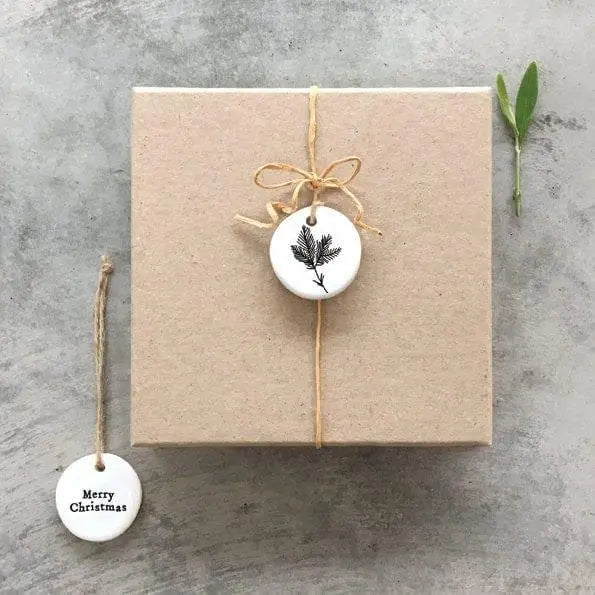 Mini Porcelain Hanging Tag - Merry Christmas - Porcelain Keepsake - Gift Tag - Small Porcelain Gift - Friendship Gift - East Of India Gifts
