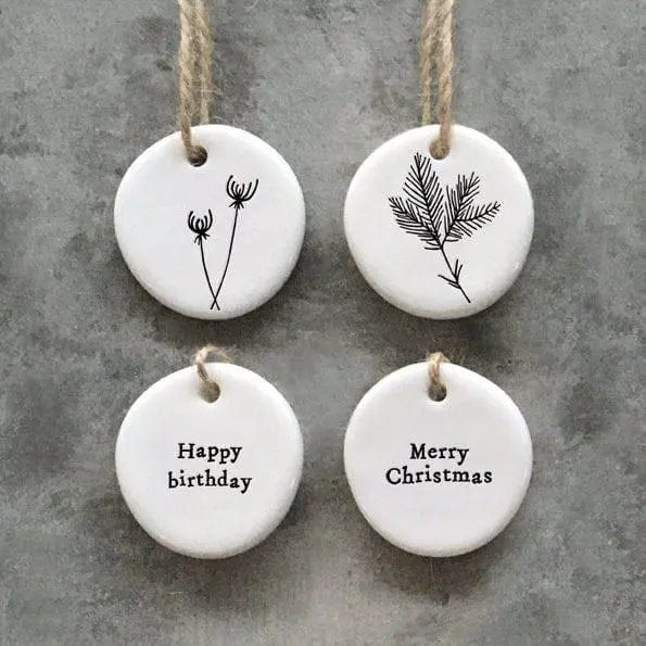 Mini Porcelain Hanging Tag - Merry Christmas - Porcelain Keepsake - Gift Tag - Small Porcelain Gift - Friendship Gift - East Of India Gifts