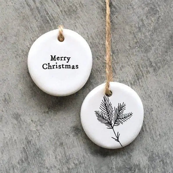 Mini Porcelain Hanging Tag - Merry Christmas - Porcelain Keepsake - Gift Tag - Small Porcelain Gift - Friendship Gift - East Of India Gifts