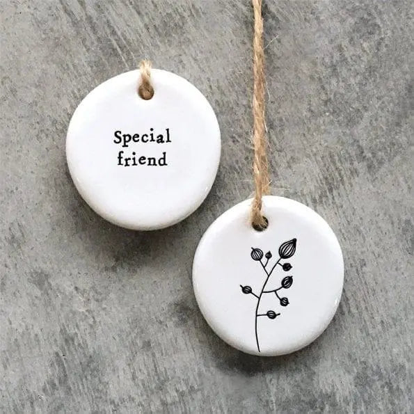 Mini Porcelain Hanging Tag - Special Friend - Porcelain Keepsake - Congratulations Gift-Small Porcelain Gift-Friendship Gift-East Of India