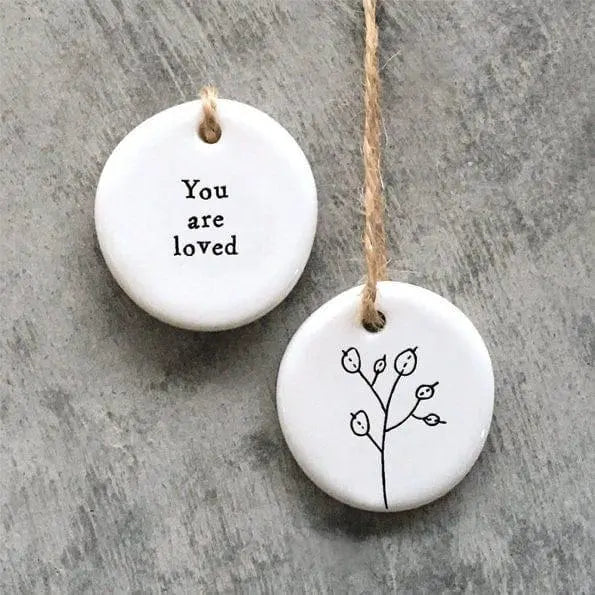 Mini Porcelain Hanging Tag - You Are Loved Tag - Porcelain Keepsake -Congratulations Gift-Small Porcelain Gift-Friendship Gift-East Of India