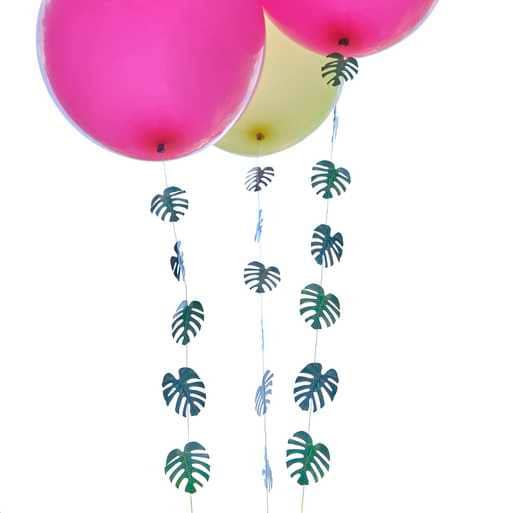 Palm Leaf Balloon Tails Decoration - Birthday Party Decorations - Baby Shower Party Balloons - Tropical Party Decorations - Pack of 5