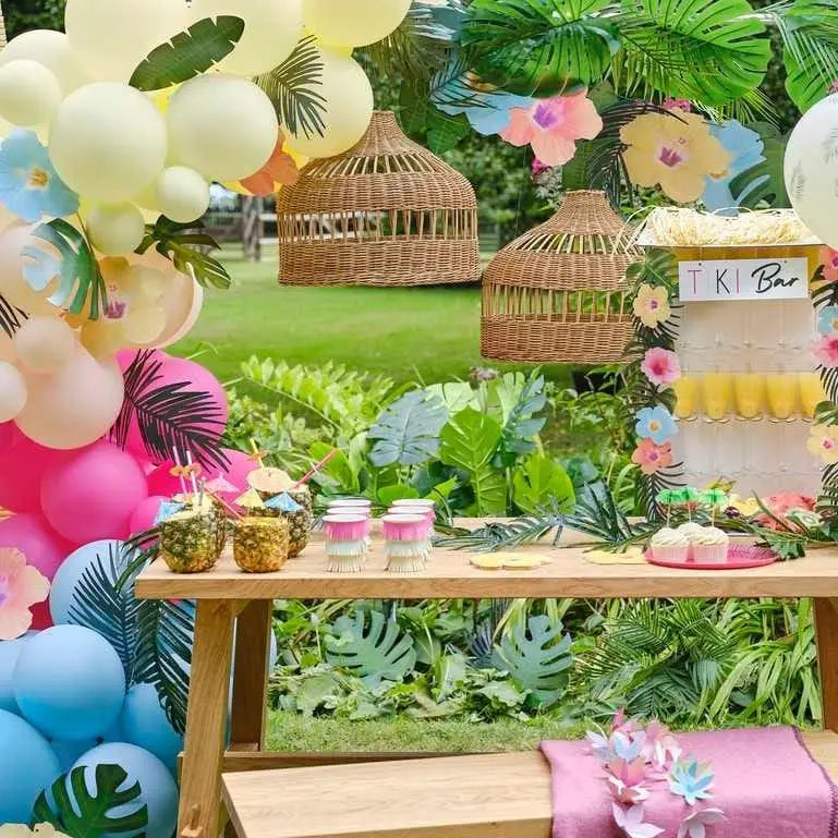 Palm Leaf Foliage Stems Decoration Kit - Tropical Leaves Decorations - Table Runner - Aloha Themed Party-Birthday Party-Tiki Party-Pack of 3