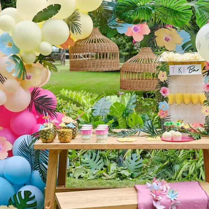 Palm Leaf Foliage Stems Decoration Kit - Tropical Leaves Decorations - Table Runner - Aloha Themed Party-Birthday Party-Tiki Party-Pack of 3