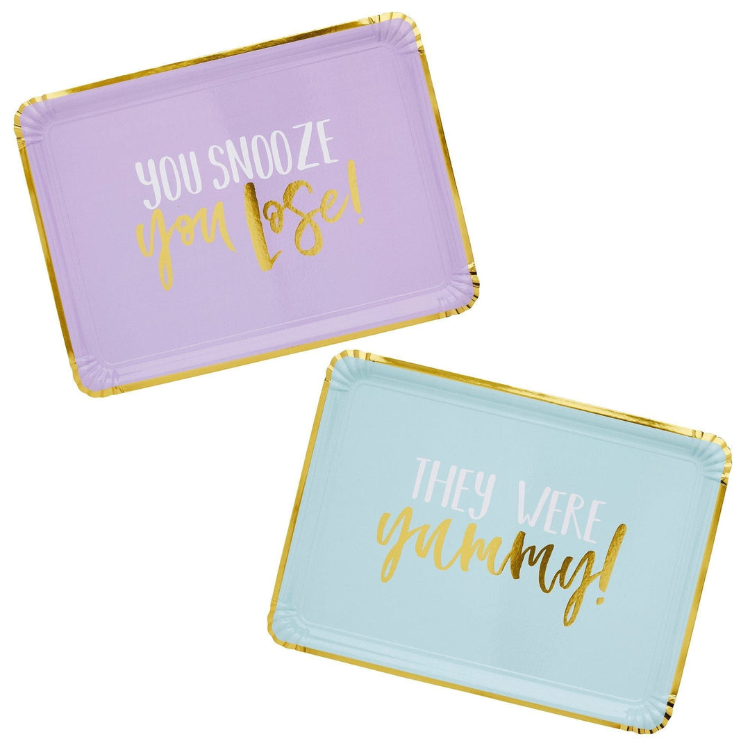 Pastel Paper Trays - Party Table - Disposable Party Food Trays - You Snooze You Lose! - They Were Yummy! - Party Decorations - Pack of 4