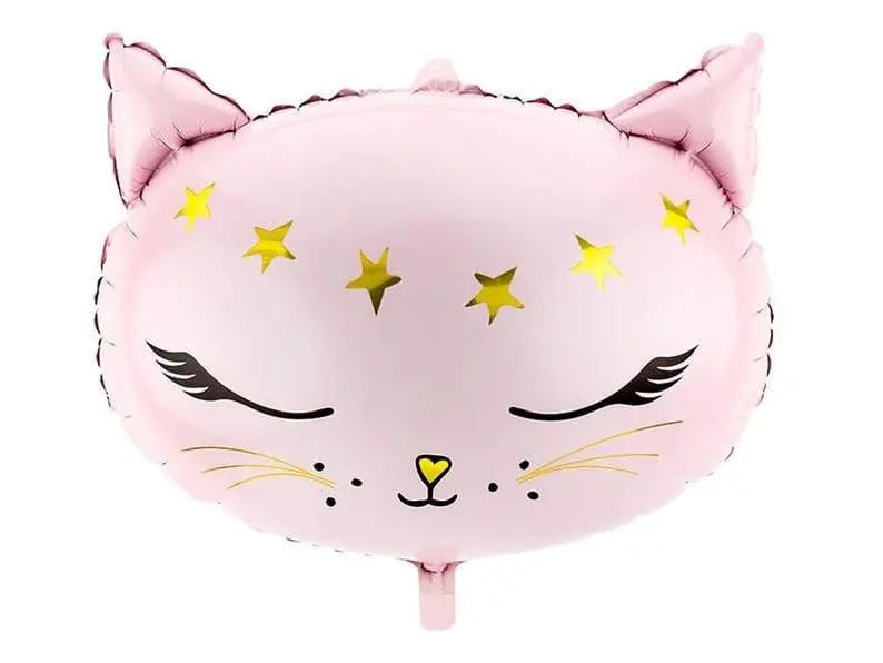 Cat Balloon - Pink Kitten Foil Balloon - Kitten Party Balloons - Meow Party - Kitty Cat Helium Balloon - Pink & Gold Balloon