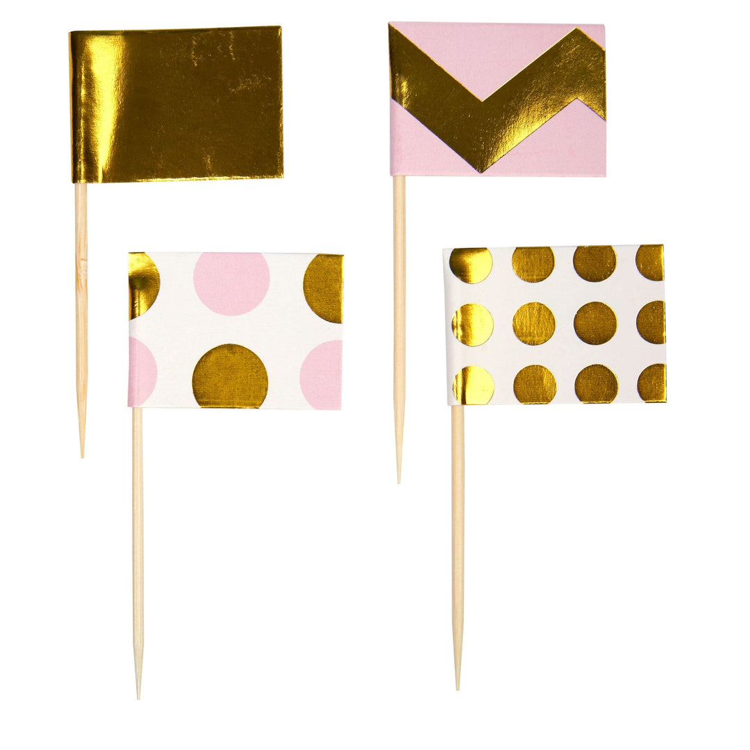 Pink & Gold Cupcake Toppers - Pack of 20 Neviti
