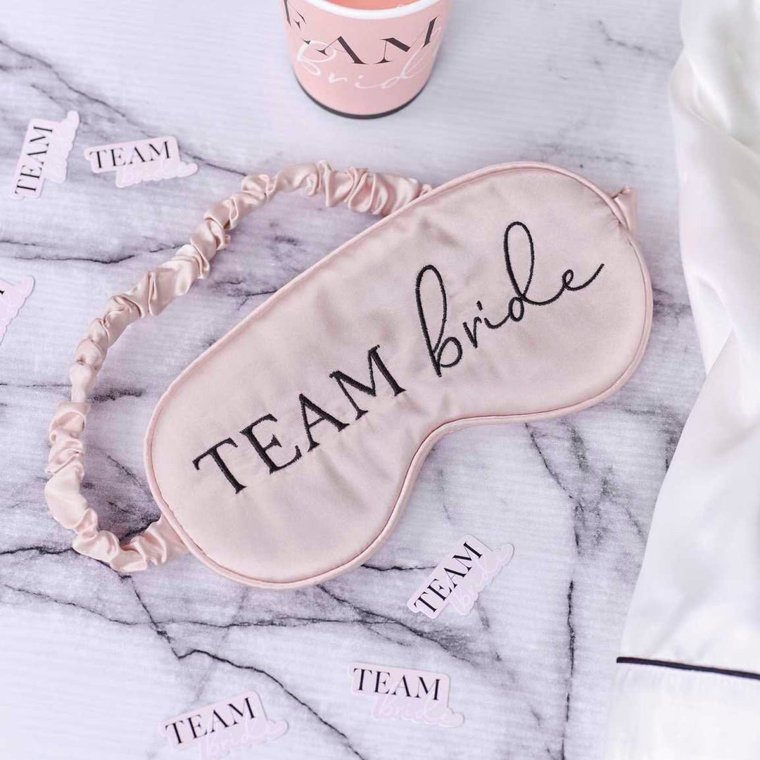 Team Bride Sleep Mask - Pink Satin Embroidered Team Bride Sleep Mask - Eye Mask - Bridal Gift - Bridesmaid Proposal - Hen Party Sleep Mask