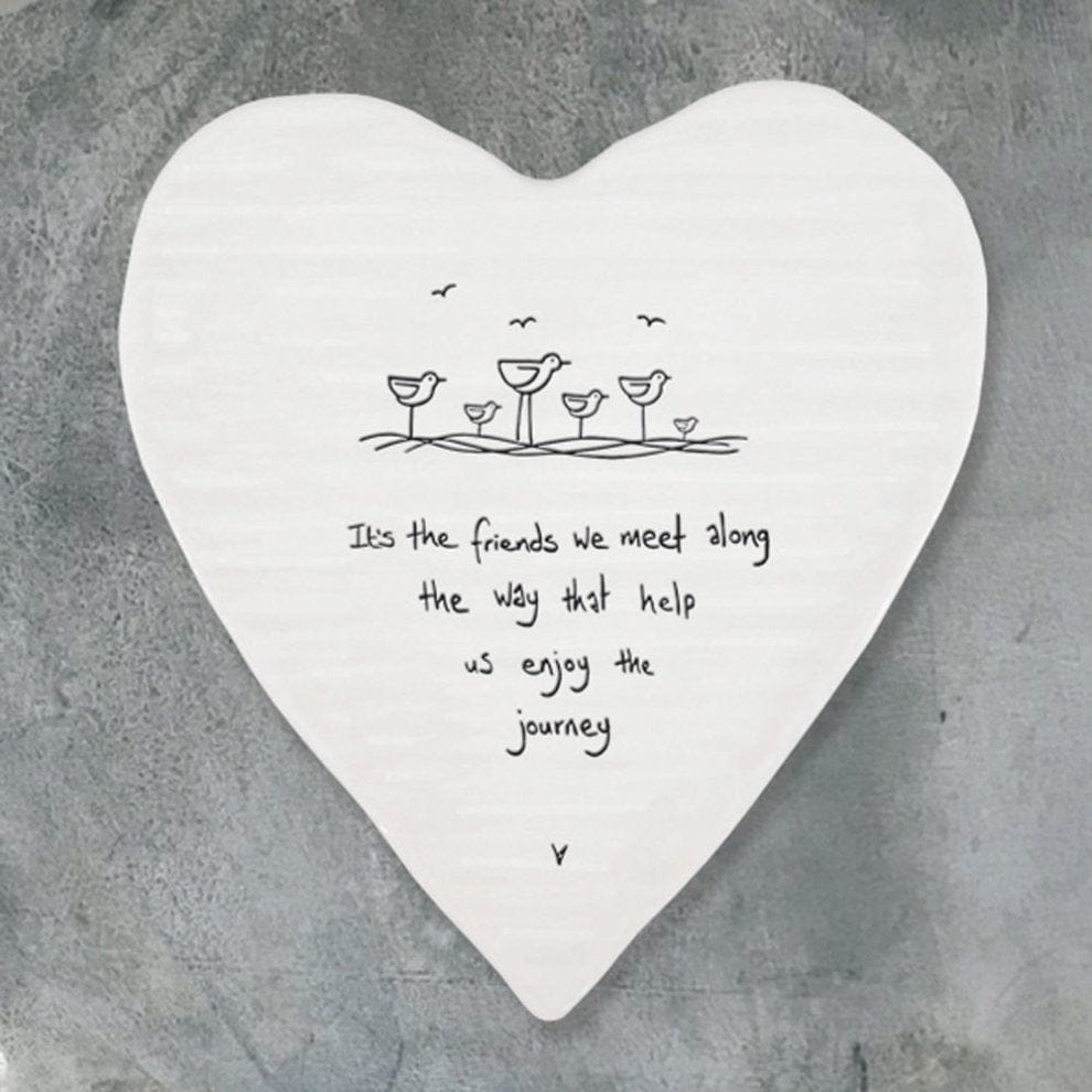 Porcelain Heart Coaster - Its The Friends We Meet Along The Way  - East Of India East of India