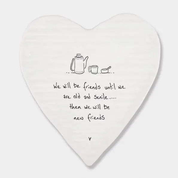 Porcelain Heart Coaster - We Will Be Friends - East Of India East of India