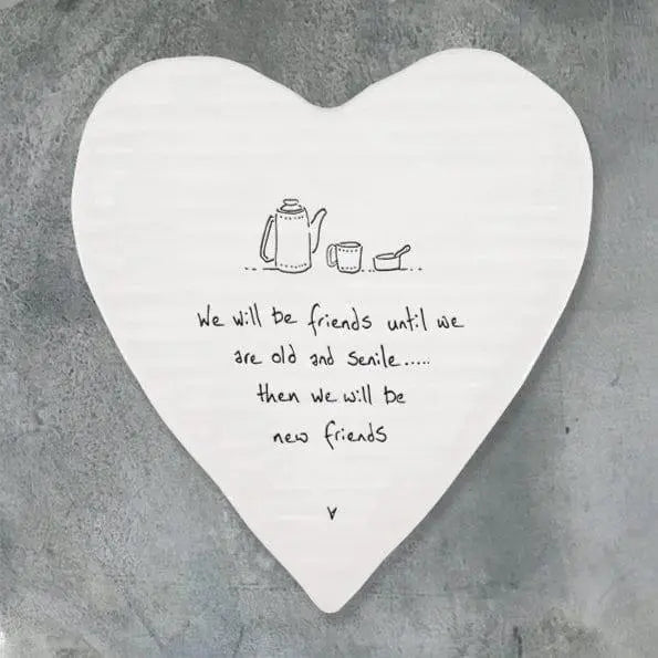 Porcelain Heart Coaster - We Will Be Friends - East Of India East of India