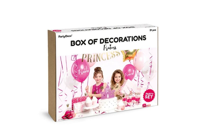 Princess Party Decoration Box - Girls Party Birthday Decorations Set - Pink & Gold Party Decor - 31 Pieces