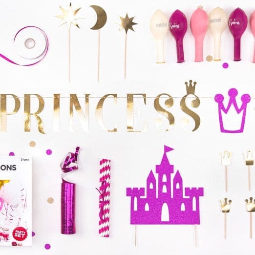 Princess Party Decoration Box - Girls Party Birthday Decorations Set - Pink & Gold Party Decor - 31 Pieces