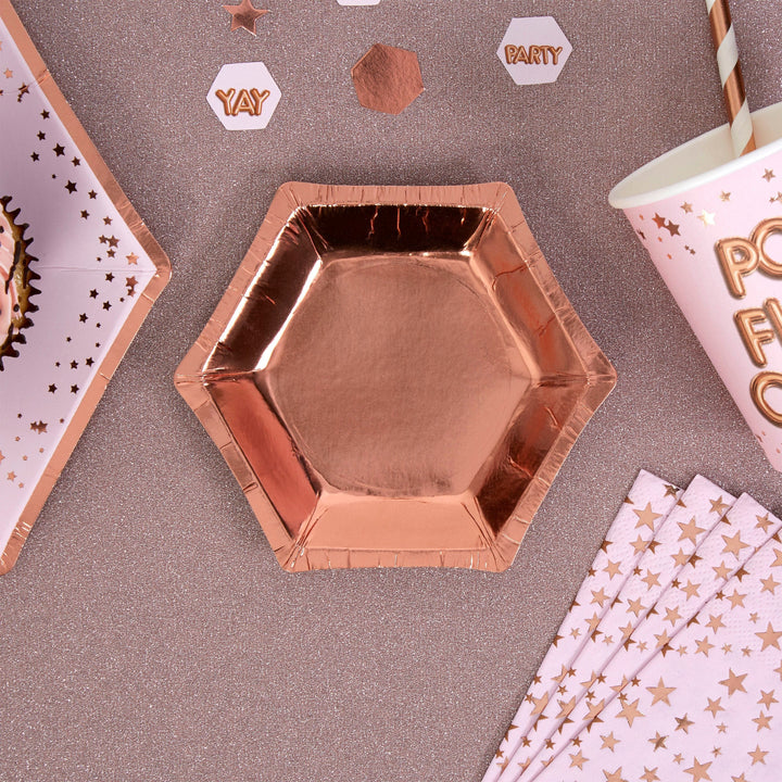 Rose gold canapé plates - Rose gold paper plates - Hen party plates - Birthday paper plates - Party decorations - Party tableware - 8 pack