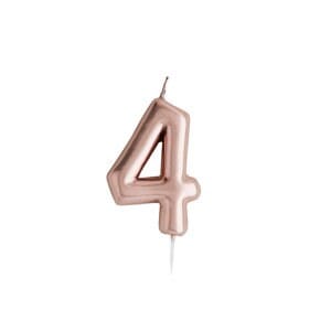 Rose Gold Number 4 Candle - Four Birthday Cake Candle - Age Candles - Rose Gold Party Decorations