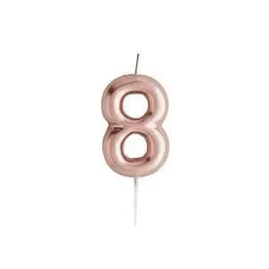 Rose Gold Number 8 Candle - Eight Birthday Cake Candle - Age Candles - Rose Gold Party Decorations