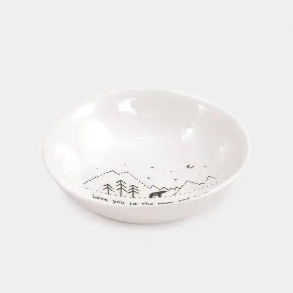 Porcelain Bowl -  Trinket Dish - Love You To The Moon - Gift Friend Or Loved One - Small Valentine's Gift - Small item Storage-East Of India
