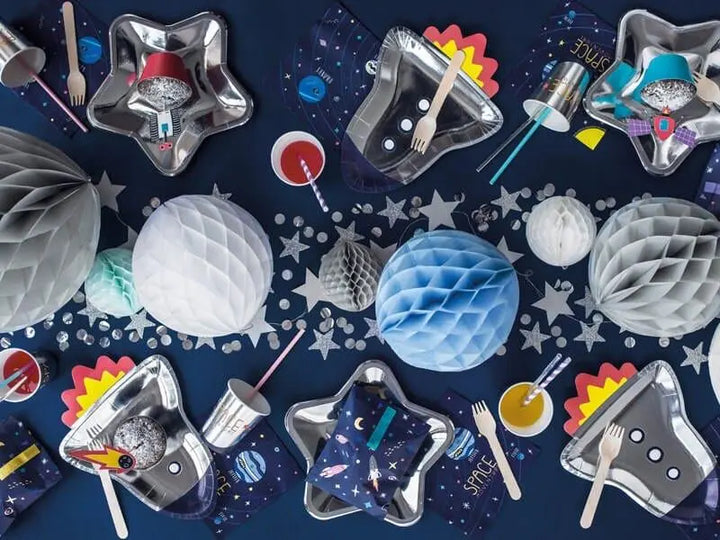 Space Party Treat Bags - Blue Space Scene Favour Bags - Party Loot Bags - Sweetie Bags - Space Birthday Party Decor - Pack of 6