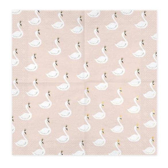 Swan Paper Napkins - Pink Paper Birthday Party Napkins - Blush Pink Decor - Baby Shower decor - Birthday Decorations - Pack of 20