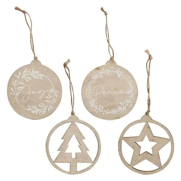 Wooden Christmas Decoration Set - Hanging Christmas Tree Decorations - Wooden Tags - Table Decorations - Holiday Decor - Rustic Christmas