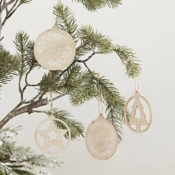 Wooden Christmas Decoration Set - Hanging Christmas Tree Decorations - Wooden Tags - Table Decorations - Holiday Decor - Rustic Christmas